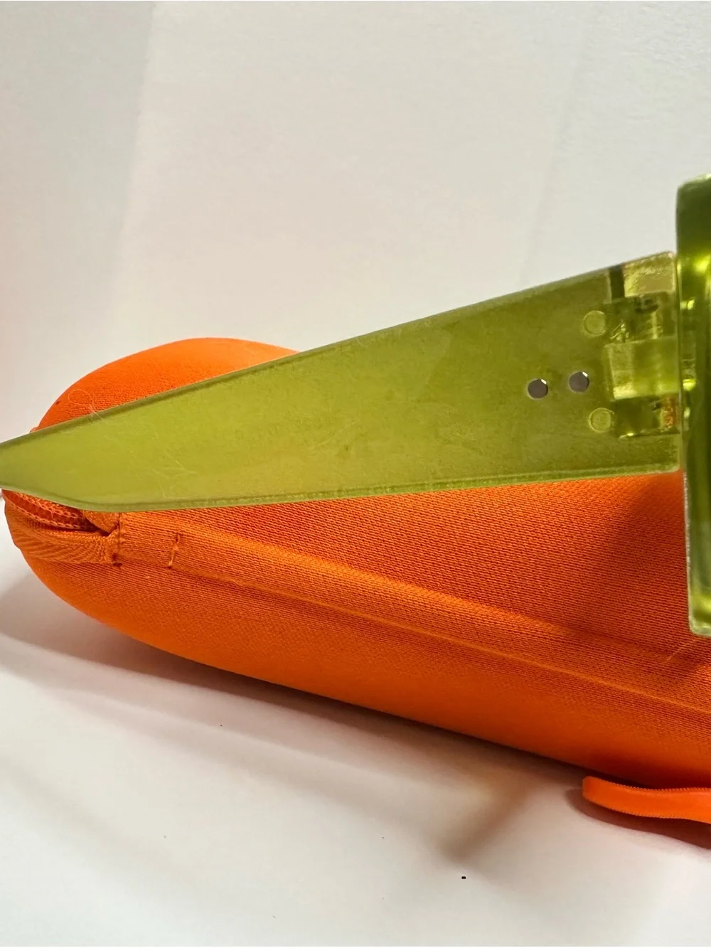 Max Studio Green Transparent Frame Sunglasses with Brown Lenses and Orange Case
